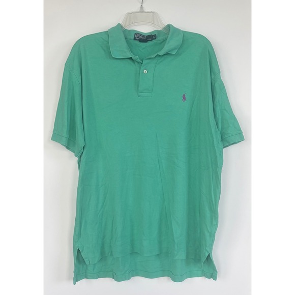 Polo Ralph Lauren Other - Polo Ralph Lauren Mens Large Green Pique Polo Shirt Purple Pony Short Sleeve